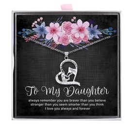 ALoVeSoul to My Daughter Necklace - Sterling Silver Girls with Horse Pendant Necklace Gift for Women Girls