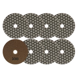 FOCSTOL Diamond Dry Polishing Pads - 8pcs 100mm Grit 3000 Polishing Kit for Granite Marble Artificial Stone Quartz for Angle Grinder