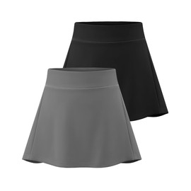 Star Vibe 2 Pack Tennis Golf Skirts for Women High Waisted with Pockets Skort Athletic Shorts Sports Running Black/Grey M