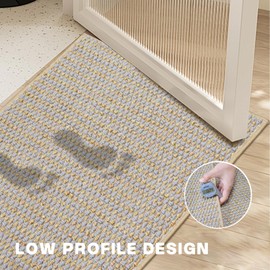 Yancorp 17"x30" Ultra Thin Bathroom Rugs Low Profile Bath Rug Fit Under Door Non Slip Door Mat,Machine Washable Shower Rug,Quick Dry Bathroom Floor Mat,Faux Jute Rug Super Absorbent