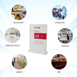 Eagle Pack of 3 Acrylic Table Display Stand, A5 Double Sides Photo Frame, Poster Stand, Flyers, Menu, Perfect for Restaurants, Counter