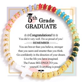 5th Grade Graduation Gifts for Girls 2025 Elementary School Graduation Card Decorations Bracelet Jewelry Presents for Girls Daughter Granddaughter Sister Niece Friend