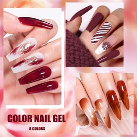 MTSSII Gel Nail Polish Set 8 Colors, Soak off UV LED Lamp Gel Nail Polish Set Mermaid Glitter Polish Home Manicure Kit 7 ml/0.24 FL.OZ (SET-1)