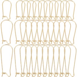 SOFPLATE 120Pcs Gold Kidney Teardrop Earring Hooks - 33mm Stainless Steel, 18K Gold Plated, DIY Craft
