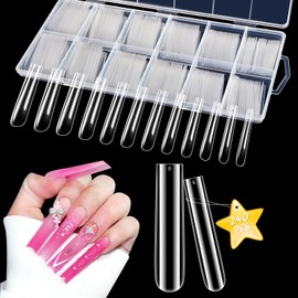 LIONVISON LIONVISON 3XL Clear Full Cover Nail Tips for Acrylic Nails Professional, 240PCS Extra Long Tapered Square, 12 Sizes Straight Press On Gel Nail Tips for Nail Salons Home DIY
