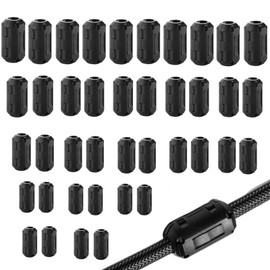 Hpamba Pack of 40 Clip-on Ferrite Ring Ferrite Core Ferrite Core Folding Ferrite Noise Reducer Cable Ferrite Cores for Cable Interference Filter Ferrite Cores for Cable Rfi, Emi, 3.5 mm 5 mm 7 mm 9