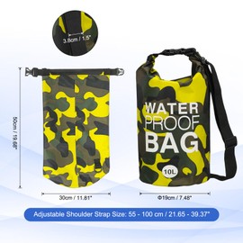 YELARXI Waterproof Dry Bag, 10L Fit for Women Men Water Proof Bags Lightweight Dry Storage Floating Backpack with Whistle for Travel Boating Kayaking (Yellow Camouflage)