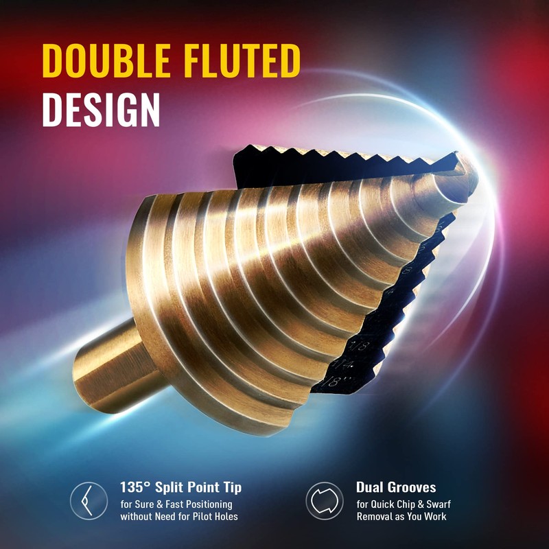 ZELCAN Step Drill Bits, HSS 5PCS Titanium Step Drill Bit