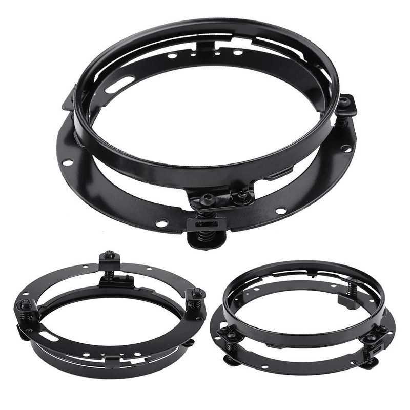KIMISS 7 Inch Motorcycle Headlight Bracket, Galvanized Headlight Round Ring