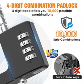 MeBantoo Cabinet Lock with Combination, Adjustable U-Shaped Combination Cabinet Lock Latches for Gym Locker, Closet, Fences, Luggage, Double Doors (Black - 2pcs)