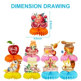 Rosh Hashana - Juego de 8 suministros para fiesta de cumpleaños, centro de mesa de doble cara para decoración de fiesta de cumpleaños Rosh Hashana (Rosh Hashana)