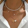 Starfish Necklace Gold Beach Jewelry for Women Pearl Seashell Necklace