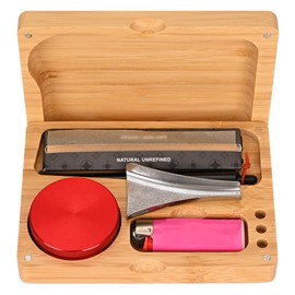 RYO TRUST Rolling Tray with Magnetic Lid, Durable Bamboo Tray with Storage Space to Organize, Easy to Clean and Carry, Perfect for Home Storage or Travel