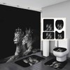 RinRinfam 4Pcs Wild Animal Shower Curtain Set, Crown African Lion