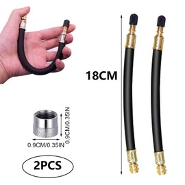 Tyre Valve Extension Adapter, Valve Extension Car Valve, Rubber Tyre Valve Extension, Valve Extension with Caps, 180 mm Tyre Valve Extension Angle Valve for Car, Motorcycle, Bicycle, 2 Pieces