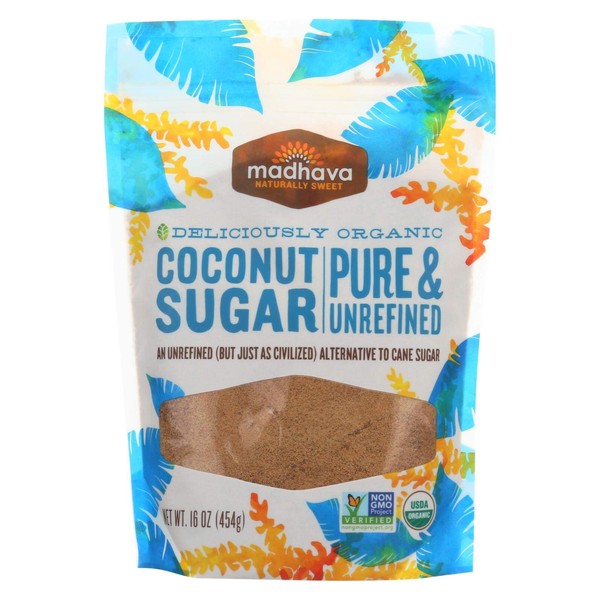 Madhava Honey Organic Blonde Coconut Sugar 16 oz. (Pack of 6) by Madhava Honey [Foods]
