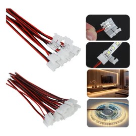 Naiwant 20pz Cables Conectores Broches Tira Led 2 Pines 8mm Smd 2835 Con Cable Sin Soldadura A Presión, 2 Pines, Conector De Tira Led Para Tiras Led