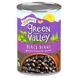 Green Valley Organics Black Beans | Certified Organic | Deliciously Tender, Creamy & Mild | Deep Dark Skin | Good Source of Dietary Fiber & Protein | 15.5 oz can (Pack of 4)