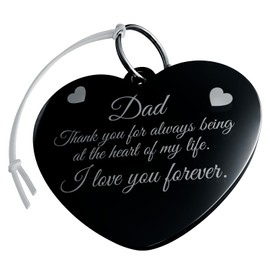 TYLDUM Mothers and Fathers Day Gift Heart Shape Rearview Car Mirror Charm Double Sided Engraving Blessing and Travelers Prayer for Dad, Mom, Husband, Wife, Loved One (Dad, Glossy Black)