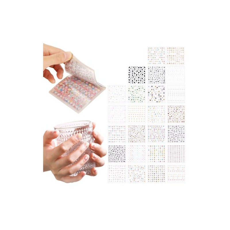 ZIBUYU® 25 hojas de pegatinas lindas para uñas, adhesivos 3d