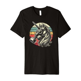 Gas Mask Unicorn Creepy Vintage Retro Premium T-Shirt