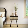 Bme Aurelia Solid Wood and Rattan Nightstand, Woven Cane End