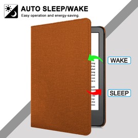 Case for 7 inch eReader (12th Generation) - 2024 and Colorsoft Signature Edition (1st Generation 2024), Kickstand Protective Case with Auto Sleep/Wake Function and Hand Strap (B1-Brown)