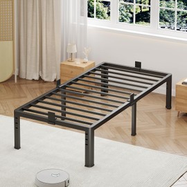 NKZ 14 Inch Twin Bed Frame, Sturdy Metal Platform with Round Corner Legs, 3,500 lbs Heavy Duty Steel Slat Support, Easy Assembly, Noise Free, No Box Spring Needed