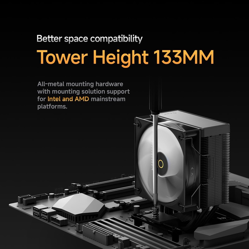 Ocypus Gamma A40 BK Air Cooler CPU,100mm PWM Low-Noise Fan,133mm