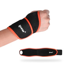 ipow Set of 2 Wrist Brace Wrist Support Adjustable Breathable Wrist Support for Sports, Fitness & Bodybuilding - Black Grey Red (Orange + Black)