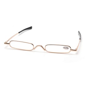 ZUVGEES Easy Carry Mini Compact Slim Reading Glasses—Lightweight Portable Readers with w/Pen Clip Tube Case (Gold, 2.50)