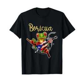 Puerto Rico Coqui Frog Playing Guitar Puerto Rican Boricua T-Shirt