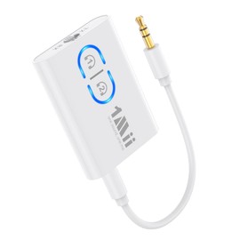 1Mii Bluetooth 5.3 Adapter for TV, 2-in-1 Bluetooth Transmitter Receiver, aptX Adaptive & HD Wireless Audio Transmitter Receiver Jack 3.5 for Headphones Stereo System Aeroplane MP3, 15 Hours Playtime