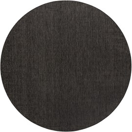 Unique Loom Outdoor Solid Collection Area Rug (10' Round Black/Ivory)