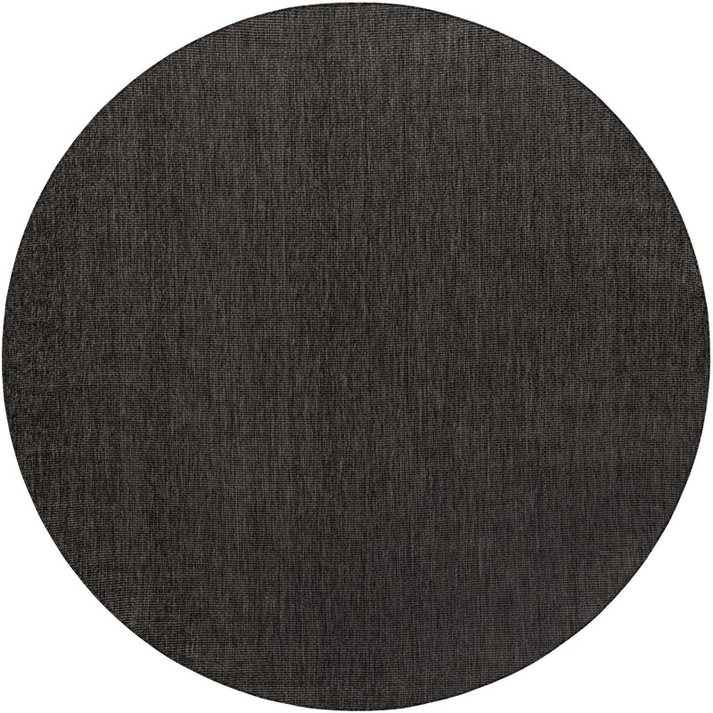 Unique Loom Outdoor Solid Collection Area Rug (10' Round Black/Ivory)