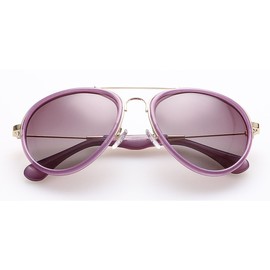 [10303+U] Polarized Sunglasses U04 (Semi Hard Case Included) Teardrop UV Protection Ultraviolet Cells Metal Combi Purple Half