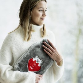 soxo Hot Water Bottle with Cover, Gifts for Women or Men, Full of Love 2