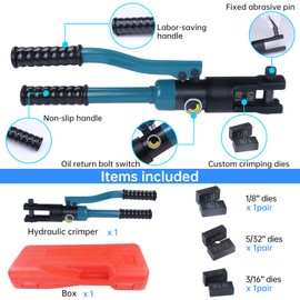 Muzata Upgraded Custom Cable Railing Crimping Tool Hydraulic Crimper Hydraulic Crimping Tool for 1/8" 5/32" 3/16" Stainless Steel Cable Railing Kit Wire Rope Swaging Kit CT01