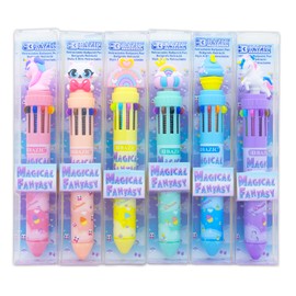 BAZIC 10-Color Ballpoint Pen, 1.0mm Bold Point, Magical Fantasy Series, Retractable Multicolor Pen Fun Cute Ballpoint Pens for Office School Supplies Gifts, 6-Pack