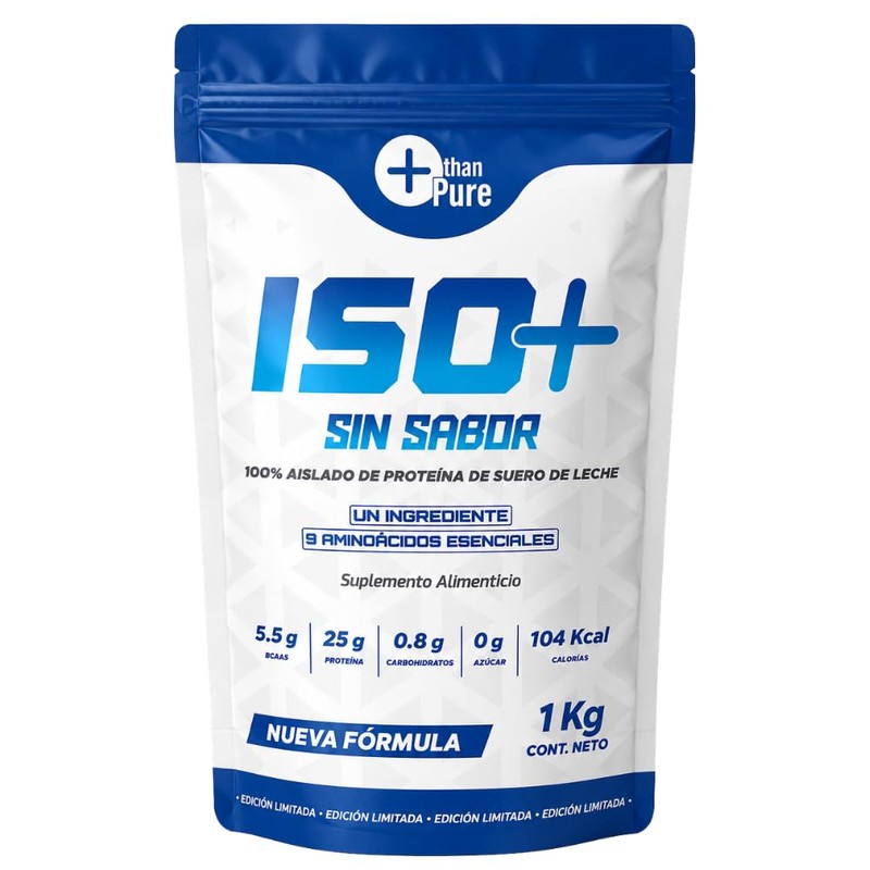 Proteína ISO+ Sin Sabor, 100% Aislado de Proteína de Suero