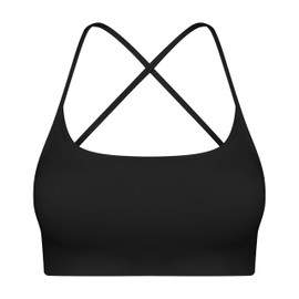 SIXIM Women's Workout Sports Bras Fitness Backless Padded Low Impact Bra Yoga Crop Tank Top,Black 4