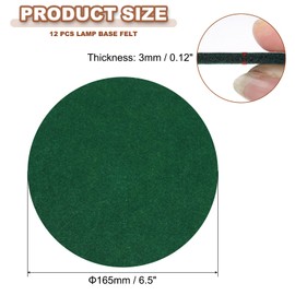 PATIKIL 6.5 Inch Diameter Lamp Base Felt, 12Pack 3mm Thickness Round Soft Adhesive Non-Slip Anti-Scratch Backed Felt for Lamp Furniture DIY Craft, Dark Green
