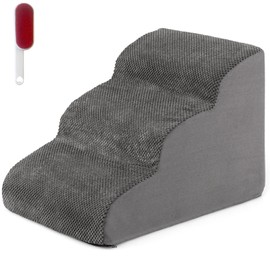 Giantex Dog Ramp Stairs for Bed, 3 Tiers Foam Pet Steps for Small Dogs Puppy Cats Older, Washable Cover, High Density Foam, Non-Slip Stairs for Dogs to Get on Bed Sofa (Gray, 3 Steps)