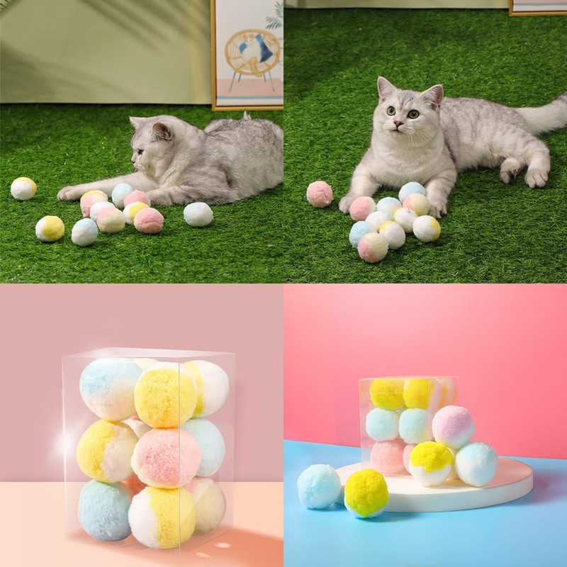 YBGGJO Cat Balls for Play, 12 Pieces, Random Rolling, Cat