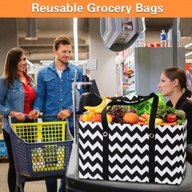 ASXSONN Stand Up Extra Large Utility Tote Bag with Metal Wire Frame, Thirty One Utility Tote, Structured Extra Large Tote Bag With Handles, Beach Bag