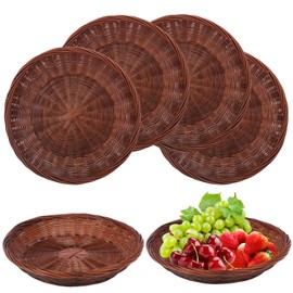 Geytetqi 10 Inch Premium Hand Weave Bamboo Paper Plate Holder - Set of 6 Bamboo Paper Plate Holders, Dinner Plates, Fit for Picnic, Wall Decorate and Rustic Party Decorate