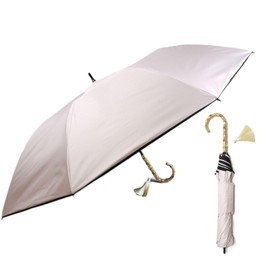 SUGITA Japan-made Short Wide Umbrella, Compact, UV proteciton, Lightweight, Plain and Hem piping, Bamboo Handle with Tassel 27130 (PINK)