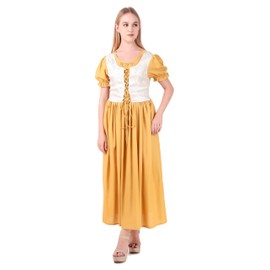 ThePirateDressing Women's Medieval Civil War Renaissance Puff Sleeve Long Dress C1854 312 Large