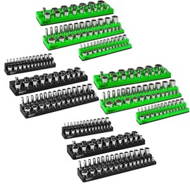 Magnetic Socket Organizer Set 12Pcs, Magnetic Socket Holder, 1/4", 3/8", 1/2" Drive Metric SAE Standard & Deep Sockets Magnetic Socket Trays(Socket not Included)