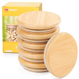 SBMKK Bamboo Lids for Mason Jars Wide Mouth, 86cm/3.38 inch Natural Decorative Wood Mason Jar Lids for Storage